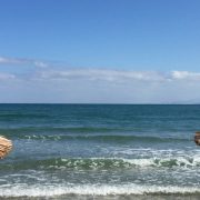 Strandbild mit Sonnenschirmen. Stress im Familienurlaub? Christopher End Eltern-Coach Köln