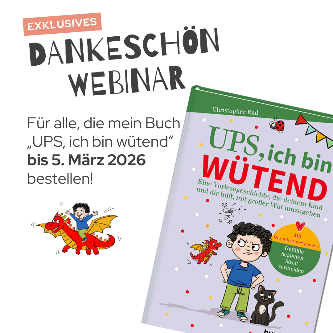UPS Dankeschön Webinar (Instagram Post) transparent Buch-Cover von "UPS ich bin wütend" Text: Dankeschön-WEbinar für alle, die mein Buch bis zum 5.3.2026 bestellen.